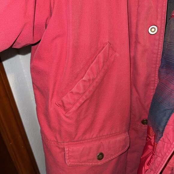 Vintage 90s Eddie Bauer Premium Goose Down Coat Mens Red W Brown Corduroy Collar - Picture 7 of 9